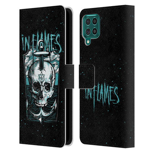In Flames Metal Grunge Anchor Skull Leather Book Wallet Case Cover For Samsung Galaxy F62 (2021)