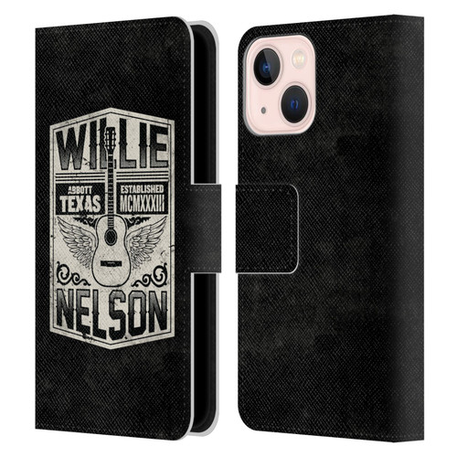 Willie Nelson Grunge Flying Guitar Leather Book Wallet Case Cover For Apple iPhone 13 Mini