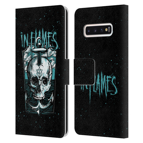 In Flames Metal Grunge Anchor Skull Leather Book Wallet Case Cover For Samsung Galaxy S10