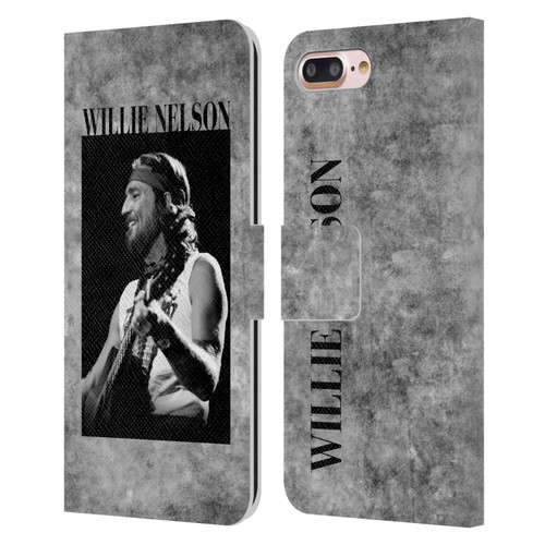 Willie Nelson Grunge Black And White Leather Book Wallet Case Cover For Apple iPhone 7 Plus / iPhone 8 Plus