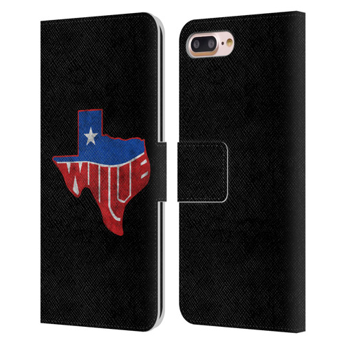 Willie Nelson Grunge Texas Leather Book Wallet Case Cover For Apple iPhone 7 Plus / iPhone 8 Plus