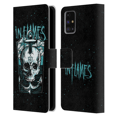 In Flames Metal Grunge Anchor Skull Leather Book Wallet Case Cover For Samsung Galaxy M31s (2020)