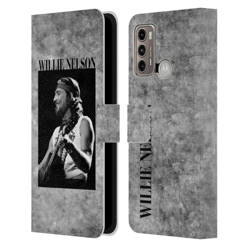Willie Nelson Grunge Black And White Leather Book Wallet Case Cover For Motorola Moto G60 / Moto G40 Fusion