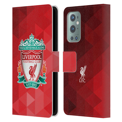 Liverpool Football Club Crest 1 Red Geometric 1 Leather Book Wallet Case Cover For OnePlus 9