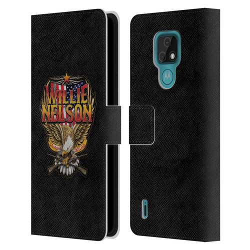 Willie Nelson Grunge Eagle Leather Book Wallet Case Cover For Motorola Moto E7