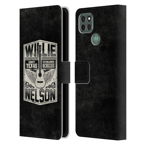 Willie Nelson Grunge Flying Guitar Leather Book Wallet Case Cover For Motorola Moto G9 Power