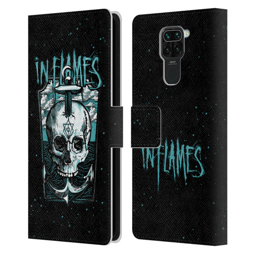 In Flames Metal Grunge Anchor Skull Leather Book Wallet Case Cover For Xiaomi Redmi Note 9 / Redmi 10X 4G