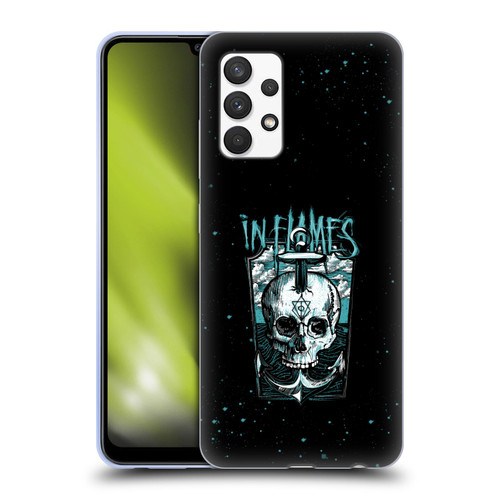 In Flames Metal Grunge Anchor Skull Soft Gel Case for Samsung Galaxy A32 (2021)