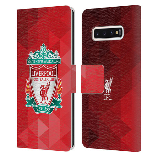 Liverpool Football Club Crest 1 Red Geometric 1 Leather Book Wallet Case Cover For Samsung Galaxy S10