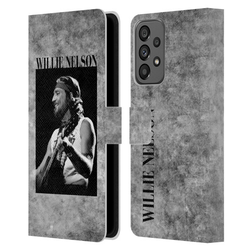 Willie Nelson Grunge Black And White Leather Book Wallet Case Cover For Samsung Galaxy A73 5G (2022)