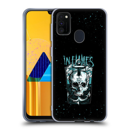 In Flames Metal Grunge Anchor Skull Soft Gel Case for Samsung Galaxy M30s (2019)/M21 (2020)