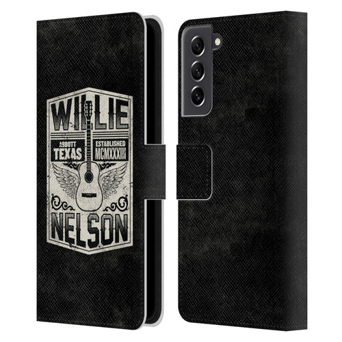 Willie Nelson Grunge Flying Guitar Leather Book Wallet Case Cover For Samsung Galaxy S21 FE 5G
