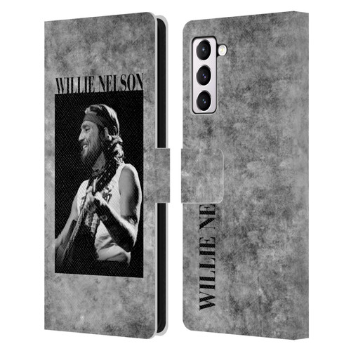 Willie Nelson Grunge Black And White Leather Book Wallet Case Cover For Samsung Galaxy S21+ 5G