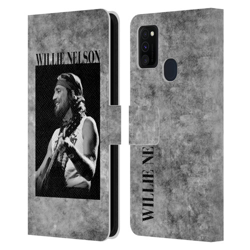 Willie Nelson Grunge Black And White Leather Book Wallet Case Cover For Samsung Galaxy M30s (2019)/M21 (2020)