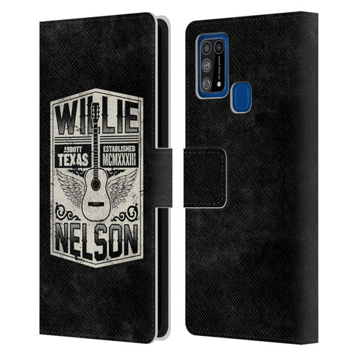 Willie Nelson Grunge Flying Guitar Leather Book Wallet Case Cover For Samsung Galaxy M31 (2020)