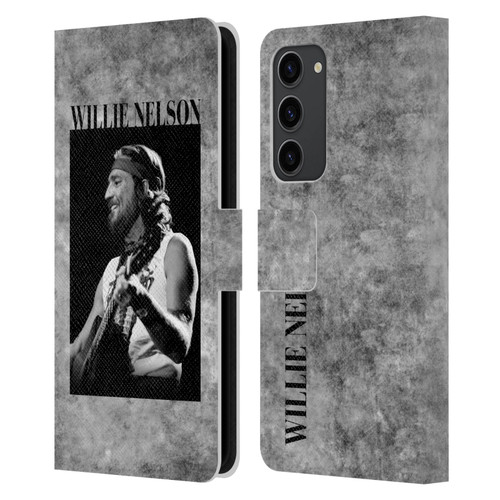Willie Nelson Grunge Black And White Leather Book Wallet Case Cover For Samsung Galaxy S23+ 5G