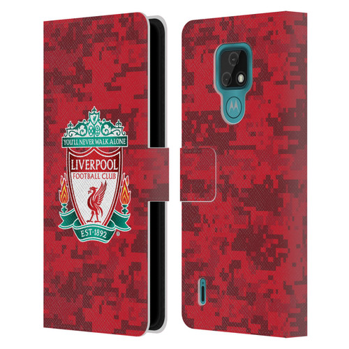 Liverpool Football Club Digital Camouflage Home Red Crest Leather Book Wallet Case Cover For Motorola Moto E7