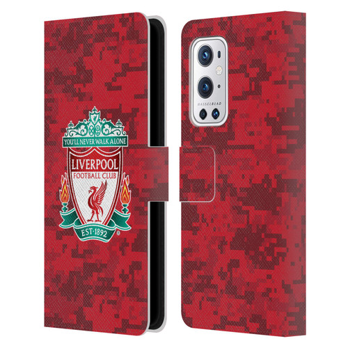 Liverpool Football Club Digital Camouflage Home Red Crest Leather Book Wallet Case Cover For OnePlus 9 Pro