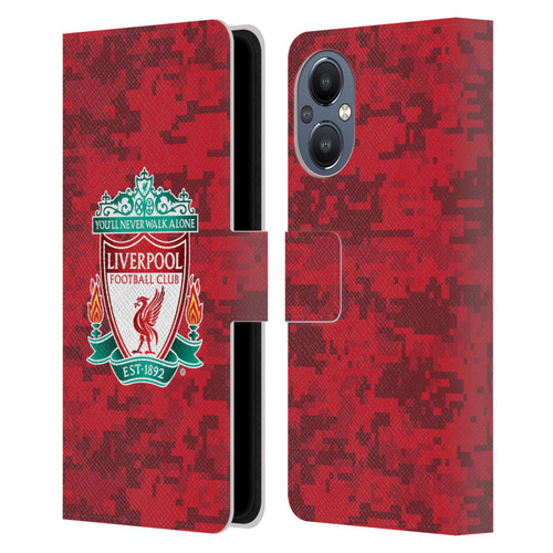 Liverpool Football Club Digital Camouflage Home Red Crest Leather Book Wallet Case Cover For OnePlus Nord N20 5G