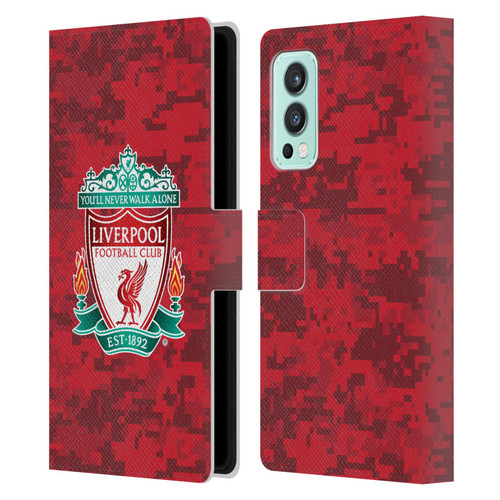 Liverpool Football Club Digital Camouflage Home Red Crest Leather Book Wallet Case Cover For OnePlus Nord 2 5G