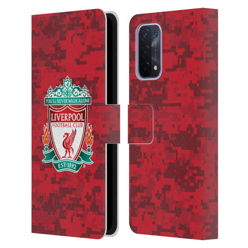 Liverpool Football Club Digital Camouflage Home Red Crest Leather Book Wallet Case Cover For OPPO A54 5G