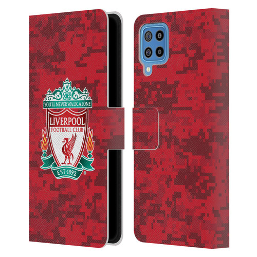 Liverpool Football Club Digital Camouflage Home Red Crest Leather Book Wallet Case Cover For Samsung Galaxy F22 (2021)