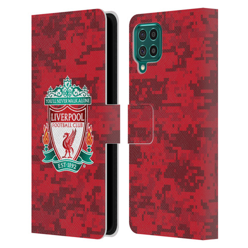 Liverpool Football Club Digital Camouflage Home Red Crest Leather Book Wallet Case Cover For Samsung Galaxy F62 (2021)