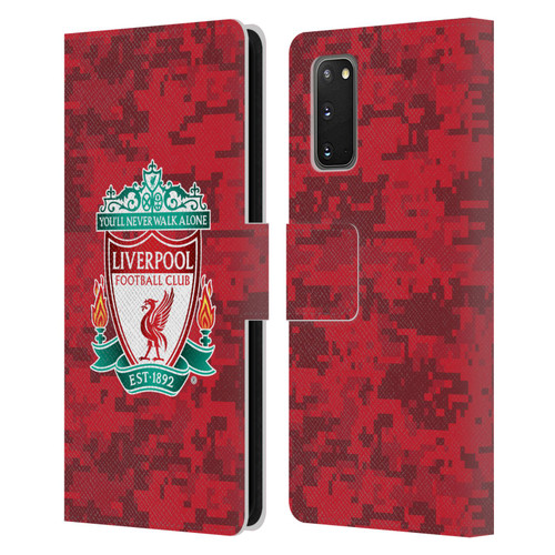 Liverpool Football Club Digital Camouflage Home Red Crest Leather Book Wallet Case Cover For Samsung Galaxy S20 / S20 5G