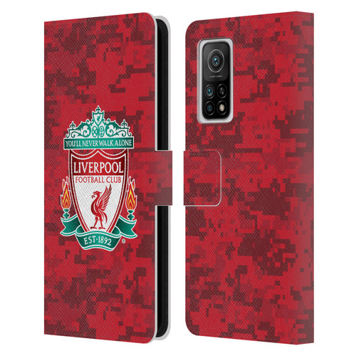 Liverpool Football Club Digital Camouflage Home Red Crest Leather Book Wallet Case Cover For Xiaomi Mi 10T 5G