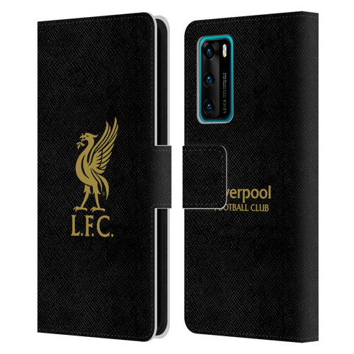 Liverpool Football Club Liver Bird Gold Logo On Black Leather Book Wallet Case Cover For Huawei P40 5G