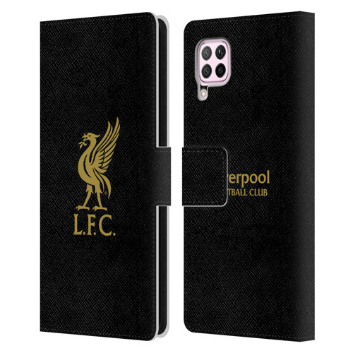 Liverpool Football Club Liver Bird Gold Logo On Black Leather Book Wallet Case Cover For Huawei Nova 6 SE / P40 Lite