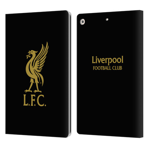Liverpool Football Club Liver Bird Gold Logo On Black Leather Book Wallet Case Cover For Apple iPad 10.2 2019/2020/2021