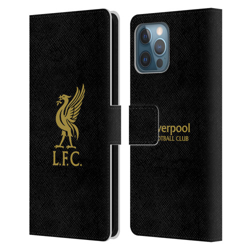 Liverpool Football Club Liver Bird Gold Logo On Black Leather Book Wallet Case Cover For Apple iPhone 12 Pro Max