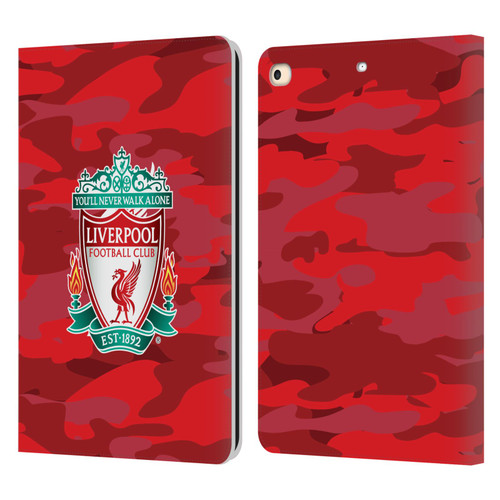Liverpool Football Club Camou Home Colourways Crest Leather Book Wallet Case Cover For Apple iPad 9.7 2017 / iPad 9.7 2018