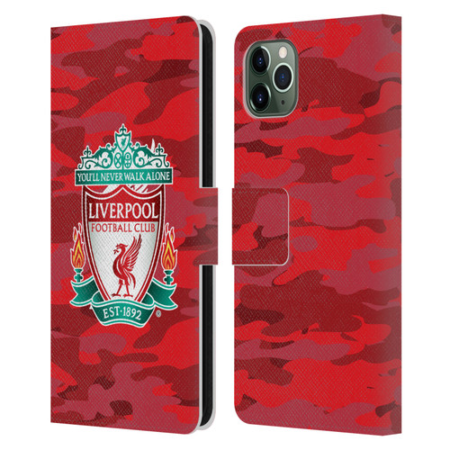 Liverpool Football Club Camou Home Colourways Crest Leather Book Wallet Case Cover For Apple iPhone 11 Pro Max