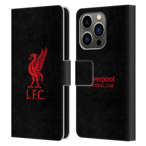 Liverpool Football Club Liver Bird Red Logo On Black Leather Book Wallet Case Cover For Apple iPhone 14 Pro