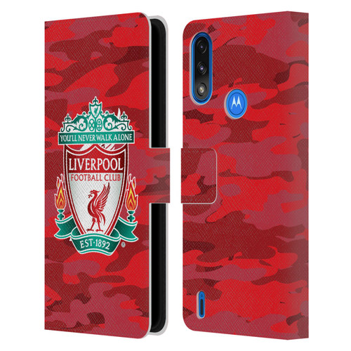 Liverpool Football Club Camou Home Colourways Crest Leather Book Wallet Case Cover For Motorola Moto E7 Power / Moto E7i Power