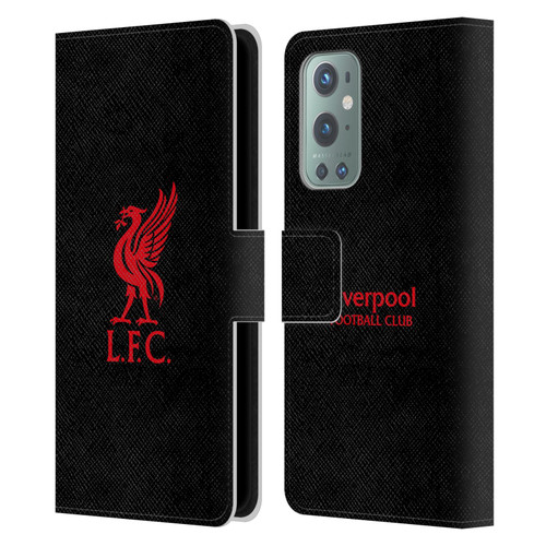 Liverpool Football Club Liver Bird Red Logo On Black Leather Book Wallet Case Cover For OnePlus 9