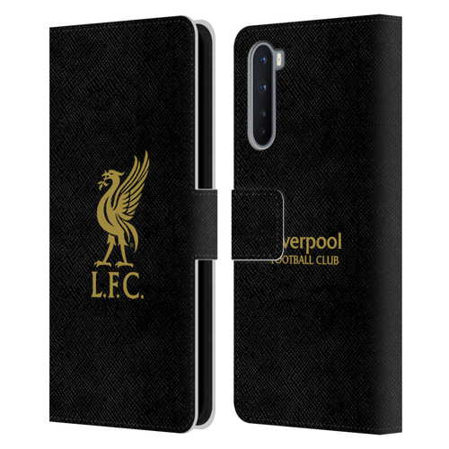 Liverpool Football Club Liver Bird Gold Logo On Black Leather Book Wallet Case Cover For OnePlus Nord 5G