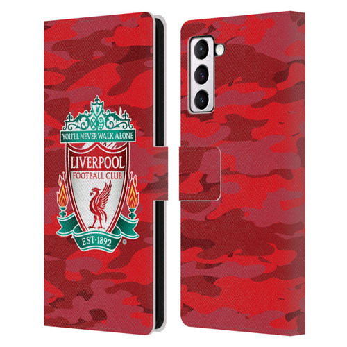 Liverpool Football Club Camou Home Colourways Crest Leather Book Wallet Case Cover For Samsung Galaxy S21+ 5G