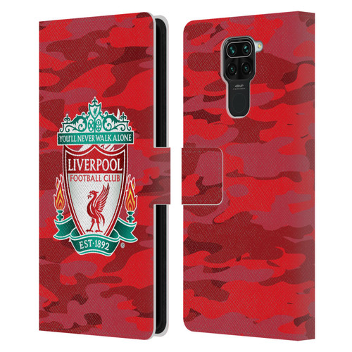 Liverpool Football Club Camou Home Colourways Crest Leather Book Wallet Case Cover For Xiaomi Redmi Note 9 / Redmi 10X 4G
