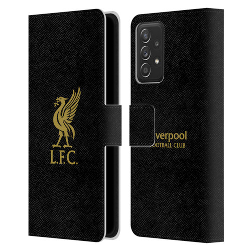 Liverpool Football Club Liver Bird Gold Logo On Black Leather Book Wallet Case Cover For Samsung Galaxy A52 / A52s / 5G (2021)