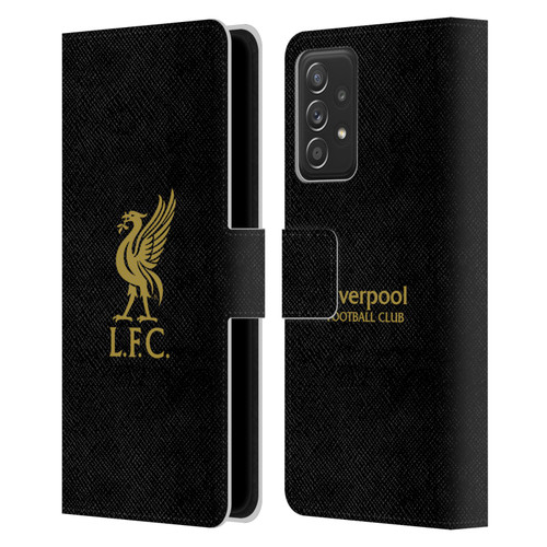 Liverpool Football Club Liver Bird Gold Logo On Black Leather Book Wallet Case Cover For Samsung Galaxy A53 5G (2022)