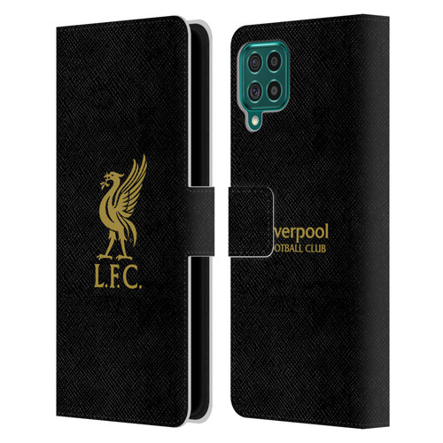 Liverpool Football Club Liver Bird Gold Logo On Black Leather Book Wallet Case Cover For Samsung Galaxy F62 (2021)
