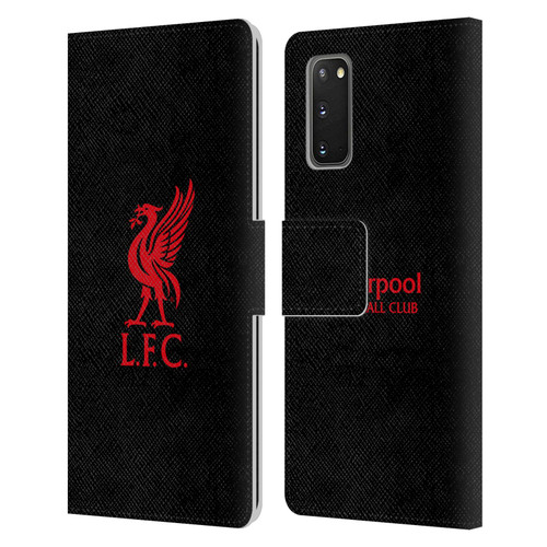 Liverpool Football Club Liver Bird Red Logo On Black Leather Book Wallet Case Cover For Samsung Galaxy S20 / S20 5G