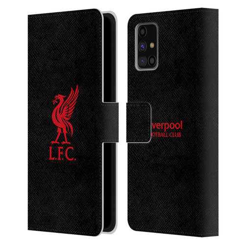 Liverpool Football Club Liver Bird Red Logo On Black Leather Book Wallet Case Cover For Samsung Galaxy M31s (2020)