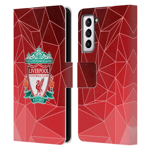 Liverpool Football Club Crest & Liverbird 2 Geometric Leather Book Wallet Case Cover For Samsung Galaxy S21 5G