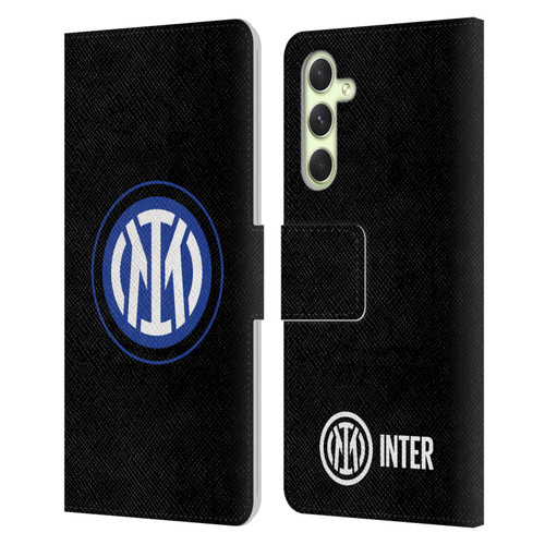 Fc Internazionale Milano Badge Logo On Black Leather Book Wallet Case Cover For Samsung Galaxy A54 5G