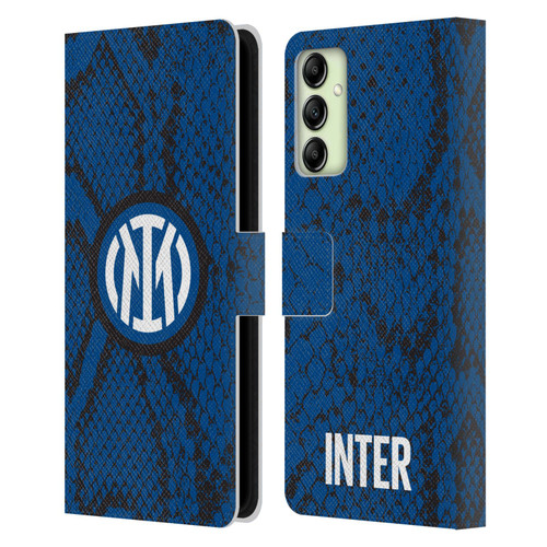 Fc Internazionale Milano Patterns Snake Leather Book Wallet Case Cover For Samsung Galaxy A14 5G