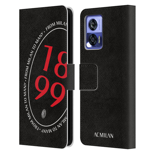 AC Milan Art 1899 Oversized Leather Book Wallet Case Cover For Motorola Edge 30 Neo 5G